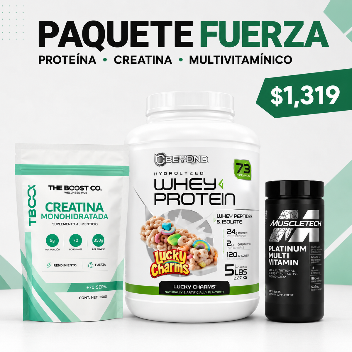 Paquete Fuerza – Proteína, Creatina y Multivitamínico