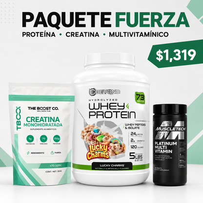 Paquete Fuerza – Proteína, Creatina y Multivitamínico