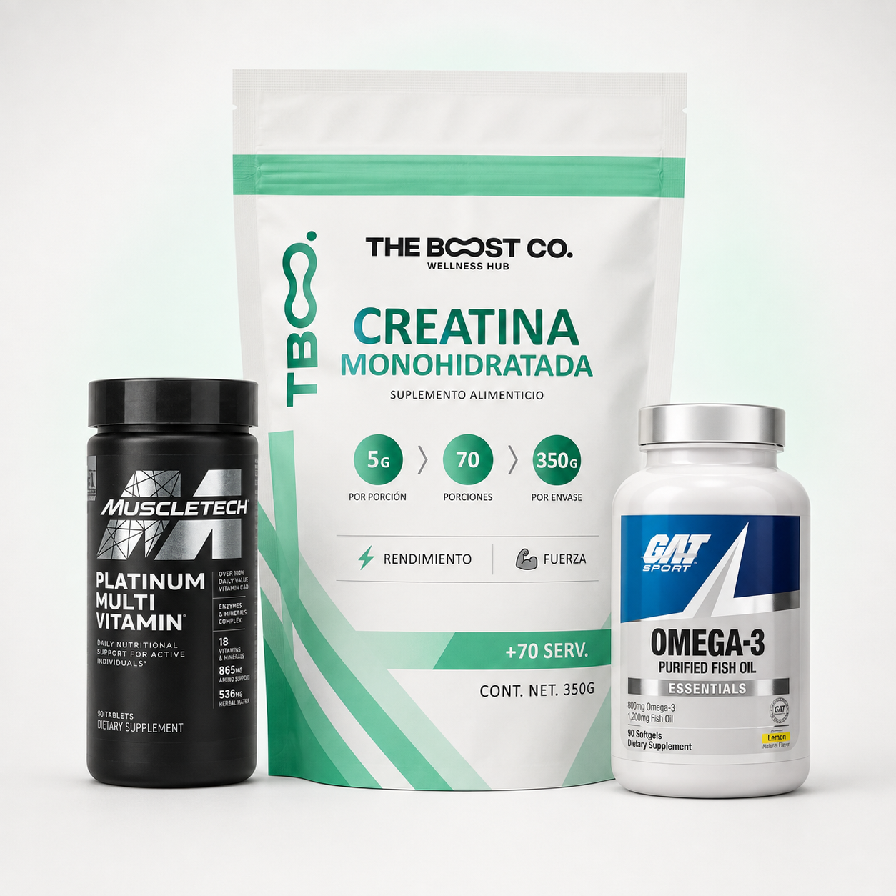 Paquete Esencial Diario – Creatina + Multivitamínico + Omega‑3