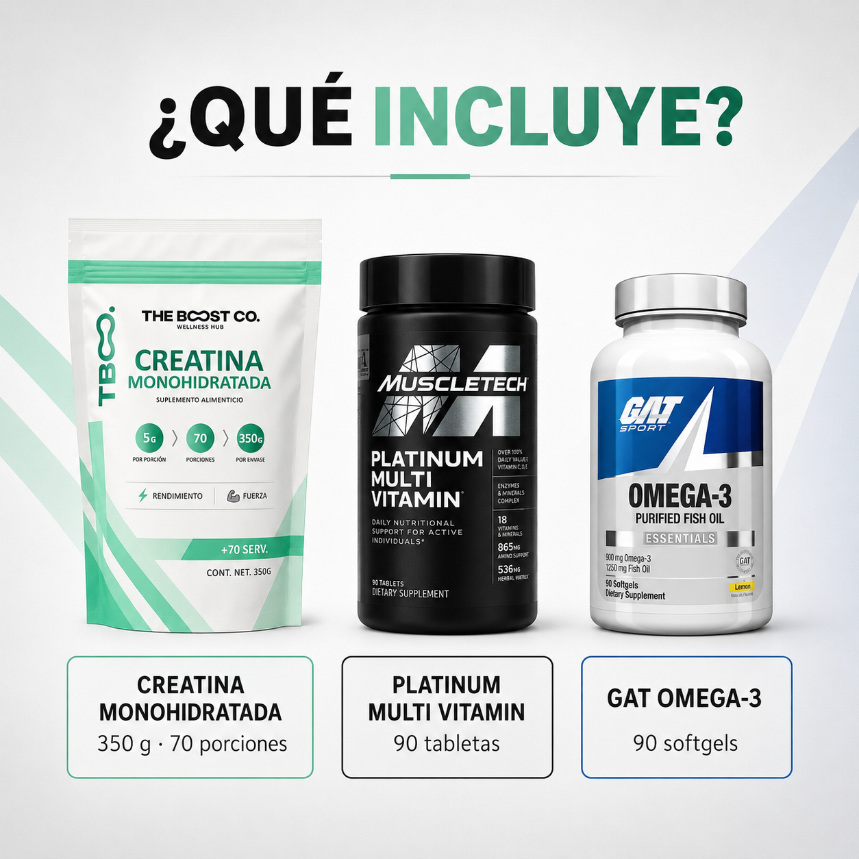 Paquete Esencial Diario – Creatina + Multivitamínico + Omega‑3