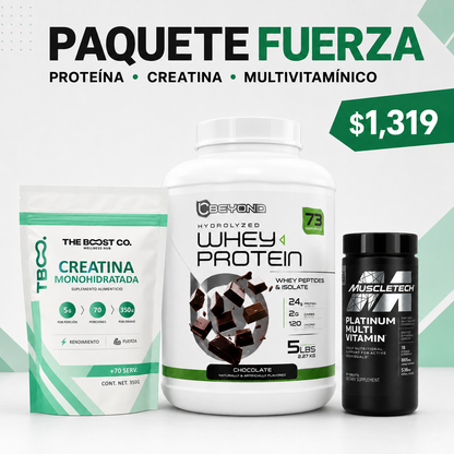 Paquete Fuerza – Proteína, Creatina y Multivitamínico