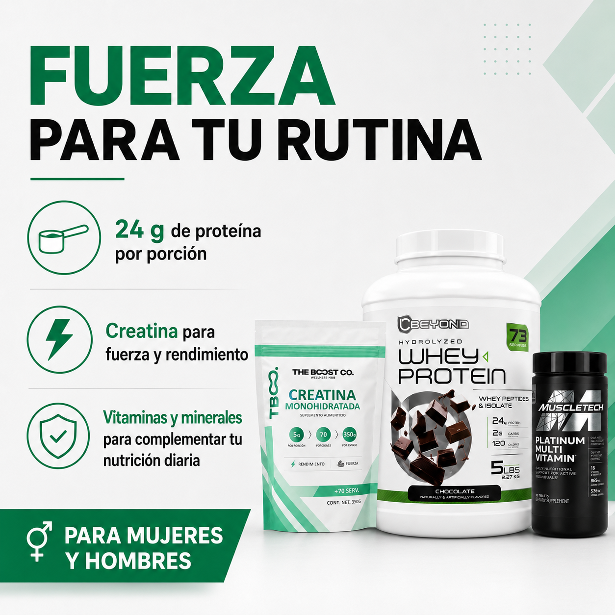 Paquete Fuerza – Proteína, Creatina y Multivitamínico